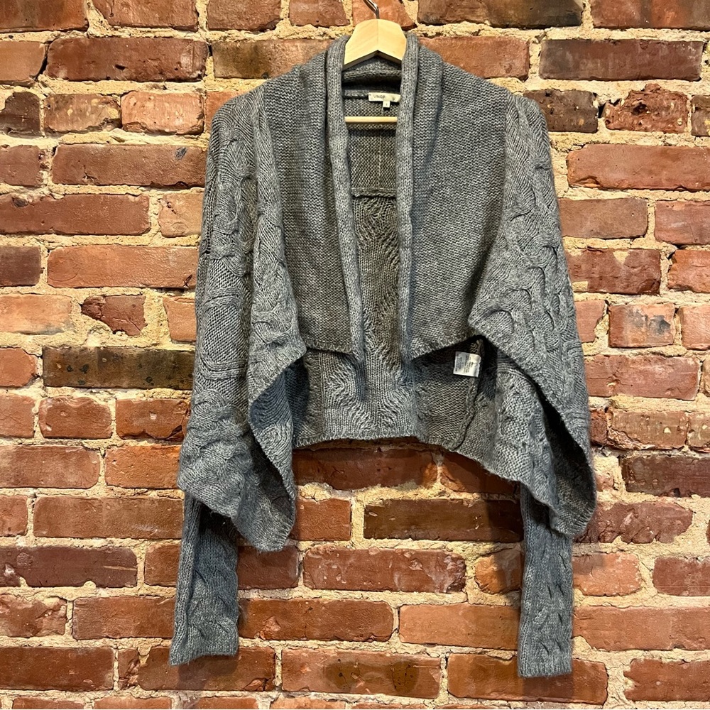 Vince Alpaca Merino Wool Blend Cable Knit Open Cardigan Size Small Gray
